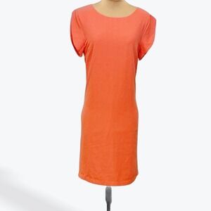 Cato Est. 1946 Women Coral Pink Short Sleeve Shift Dress Size S RN37080